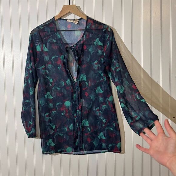 VTG Y2K Mudd Sheer Chiffon Blouse Top Boho Indie Festival Fairy Grunge Retro M - Picture 2 of 9